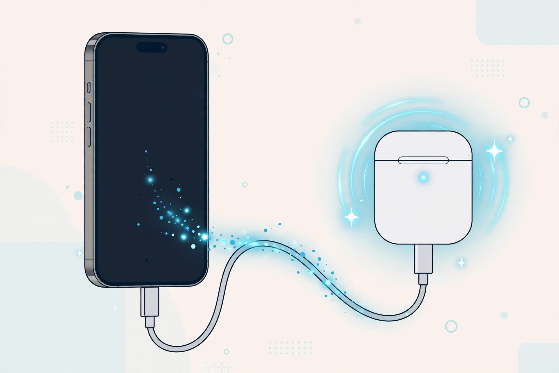Illustration of charging other gadgets from an iPhone 15 via USB-C cable