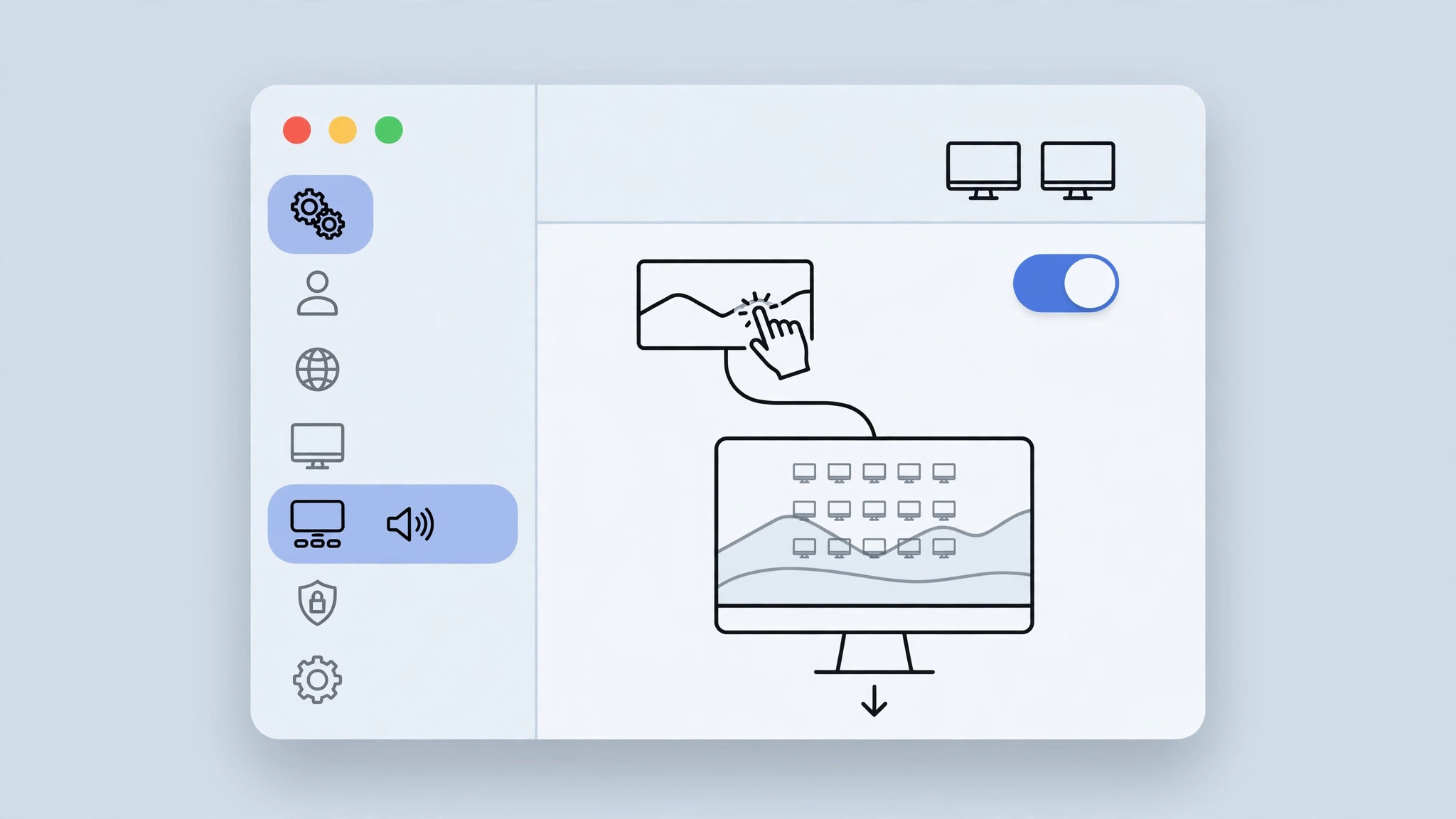 macOS Sonoma System Settings showing the Desktop and Dock wallpaper click option