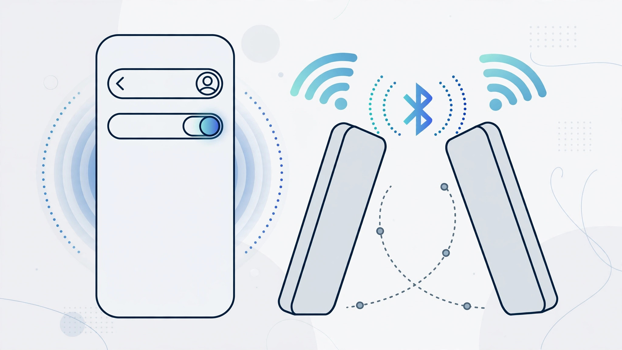 Illustration of two iPhones sharing a contact via NameDrop