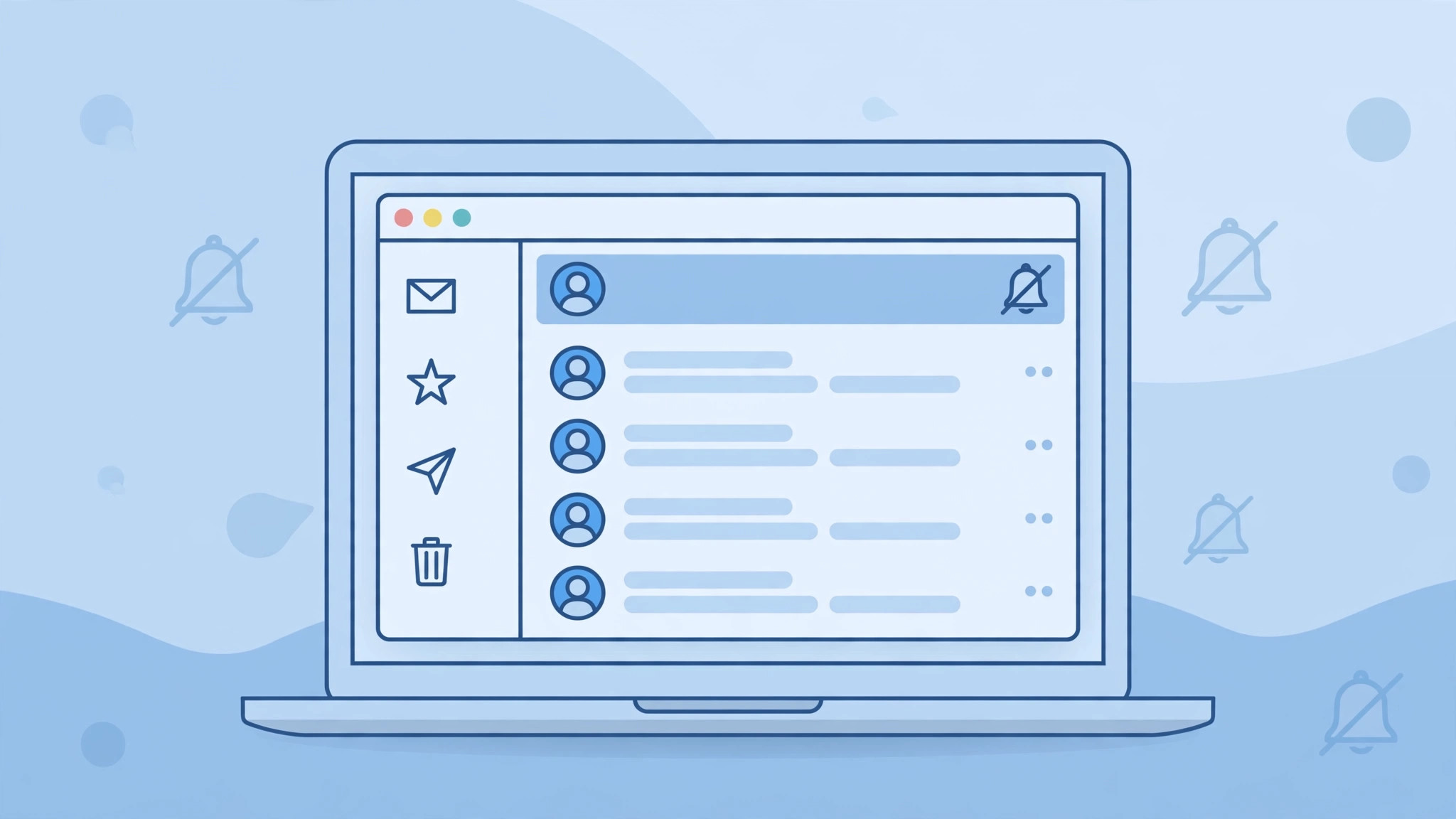 Illustration of muting Mail notifications for specific contacts in macOS