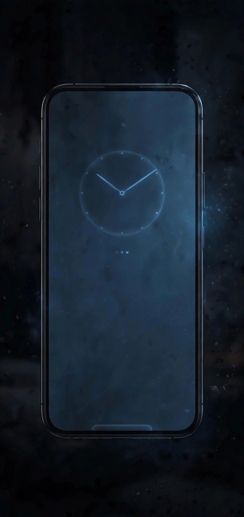 iPhone lock screen darkened with the Dim Lock Screen Focus option and a black wallpaper