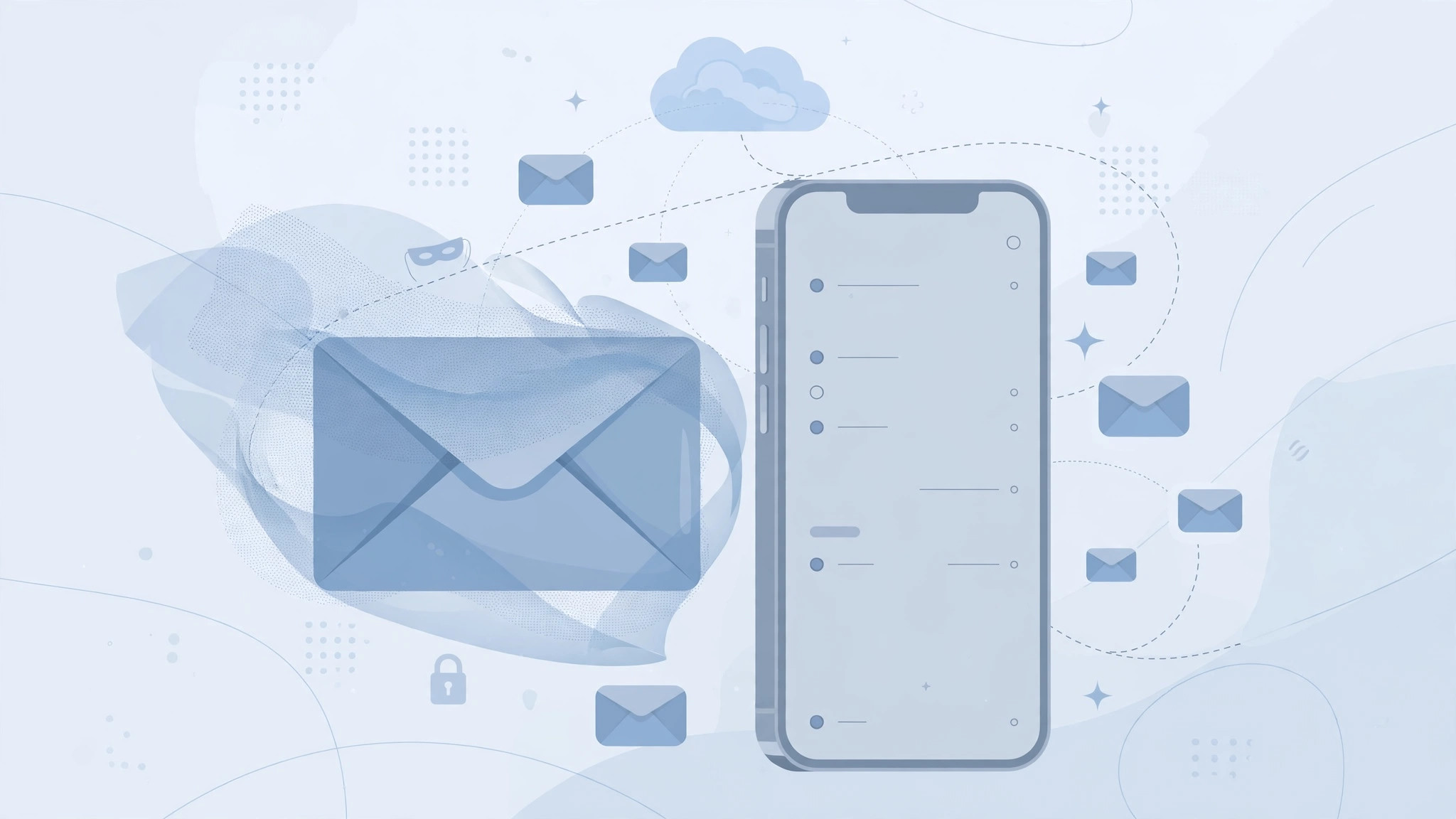 iPhone Settings showing the Hide My Email list of generated addresses under iCloud settings