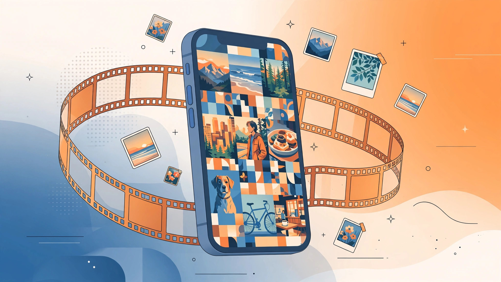 iPhone Photos app showing an automatically generated Memory slideshow with curated photos