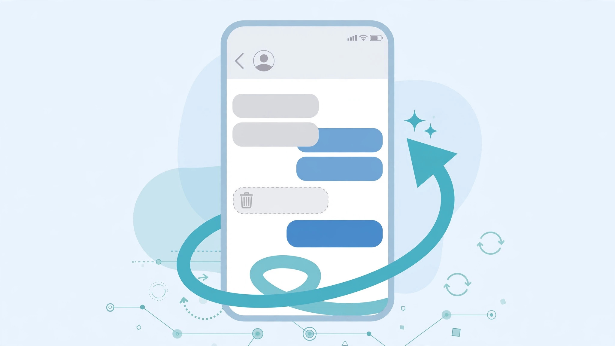 Recently Deleted conversations list in the iPhone Messages app for recovering texts