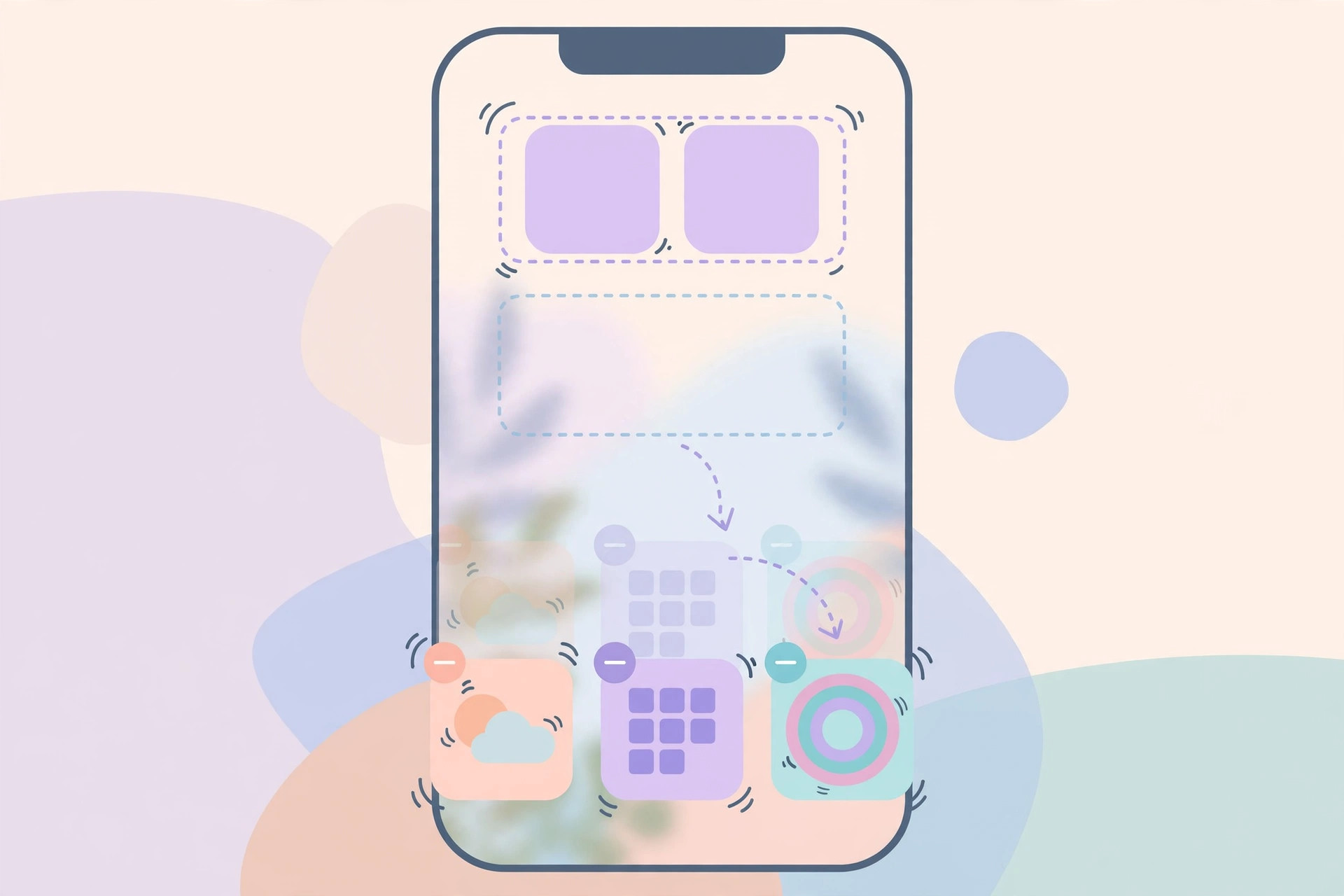 Dragging the clock resize handle on the iOS 26 lock screen so the widget panel moves down