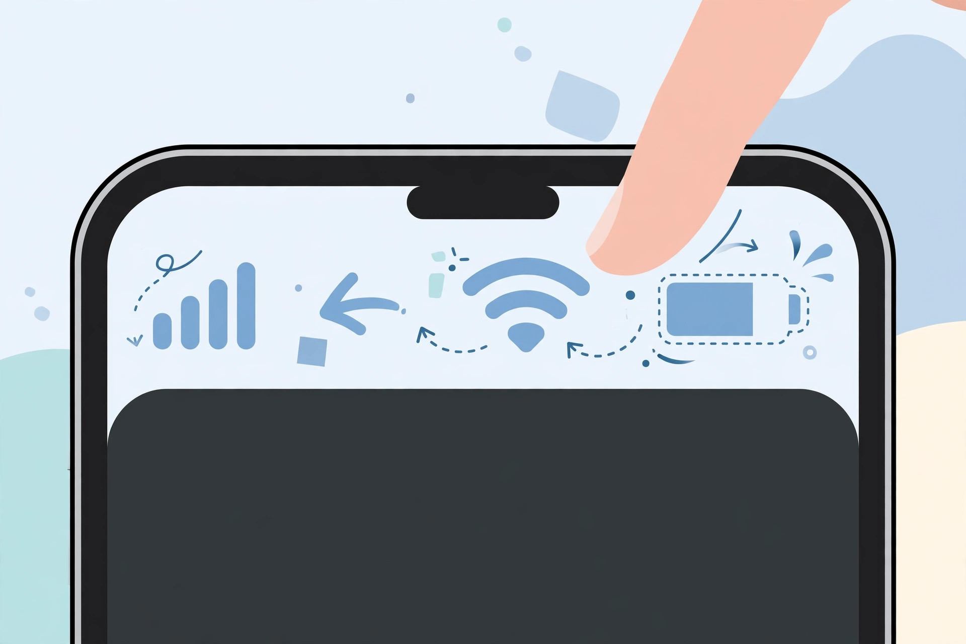 Illustration of a custom Focus icon shown in the iPhone status bar