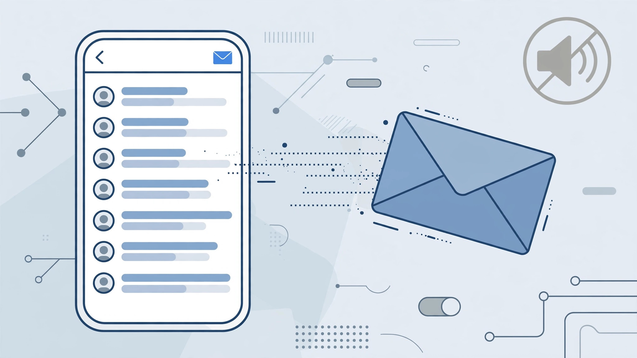 Illustration of an iPhone showing the Mail app sent-mail sound setting