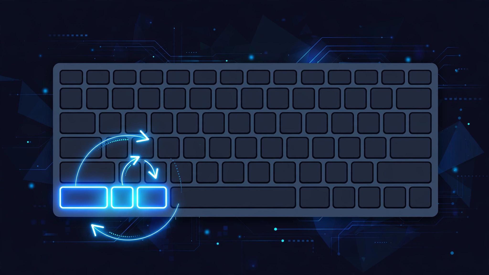 Mac keyboard with highlighted modifier keys