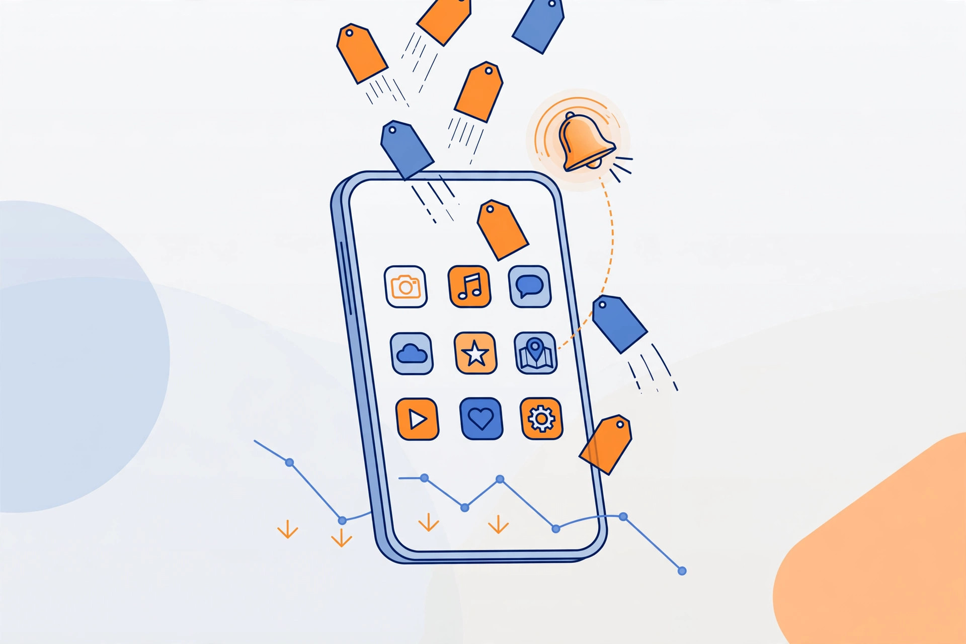 Illustration of a price tracker watchlist for App Store apps