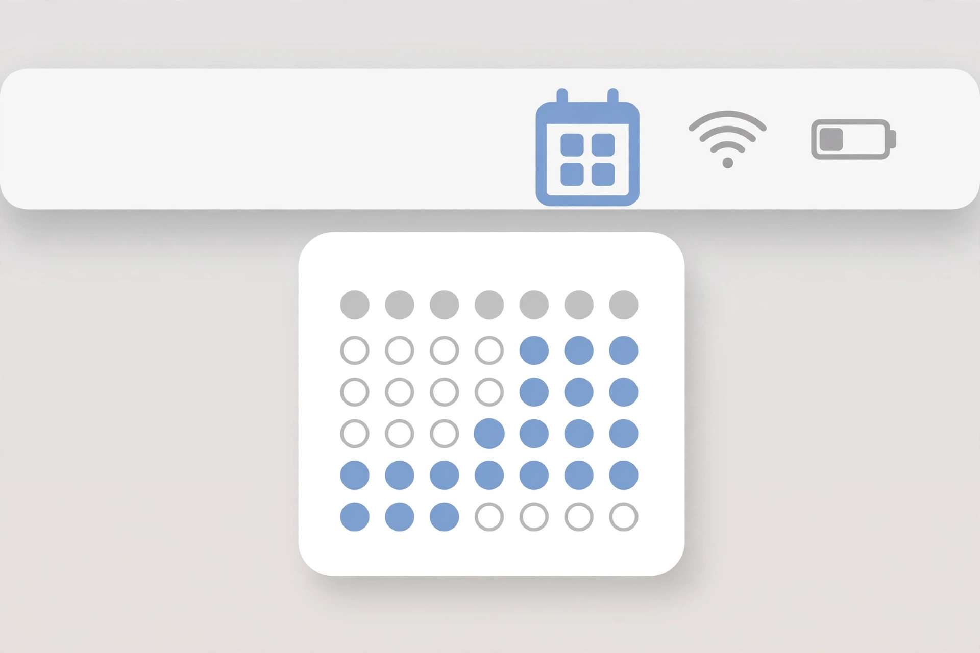 macOS menu bar with a calendar app icon showing a month-view calendar popup