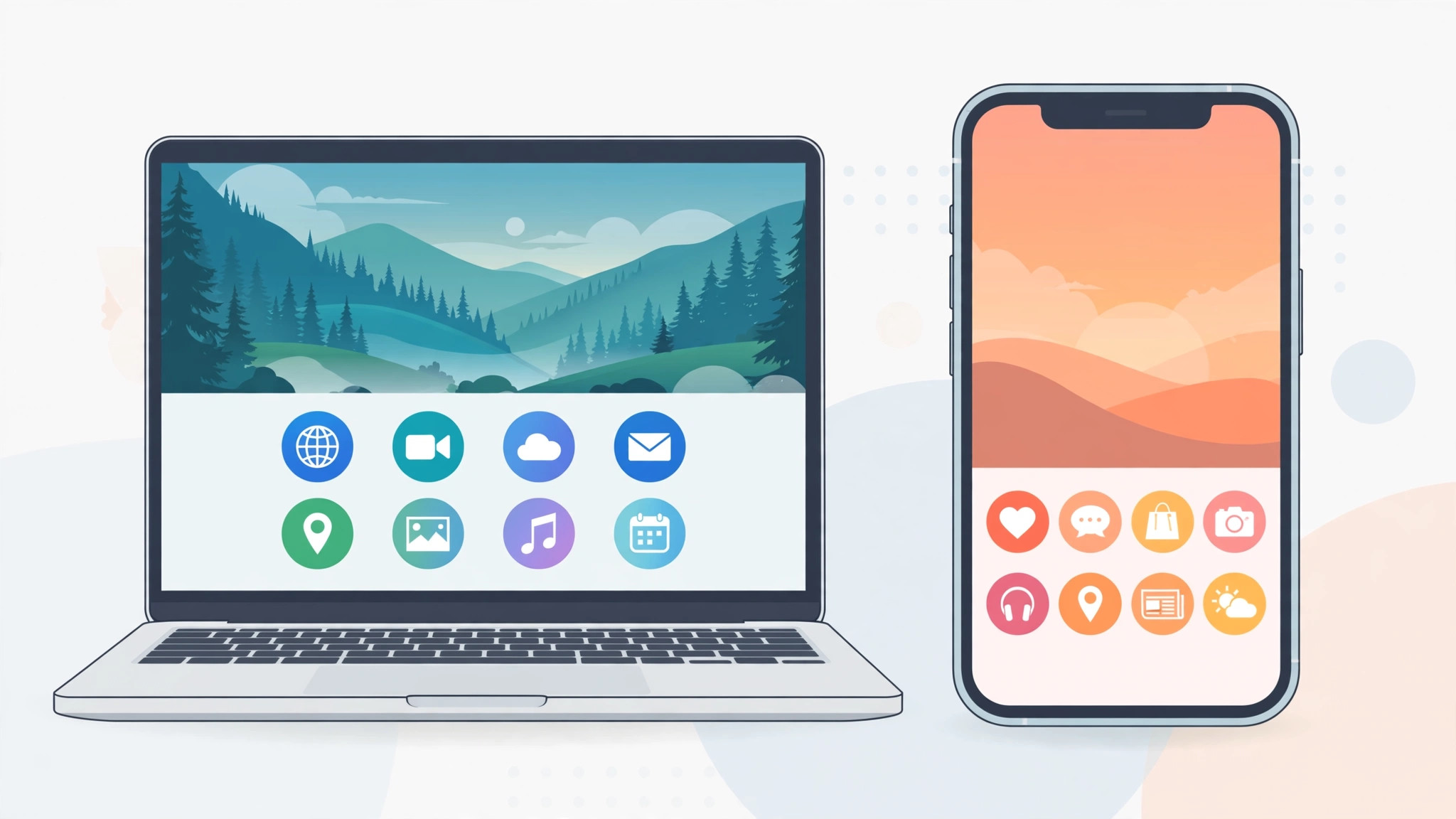 Illustration of customizing different Safari Start Pages on iPhone and Mac using Safari Profiles