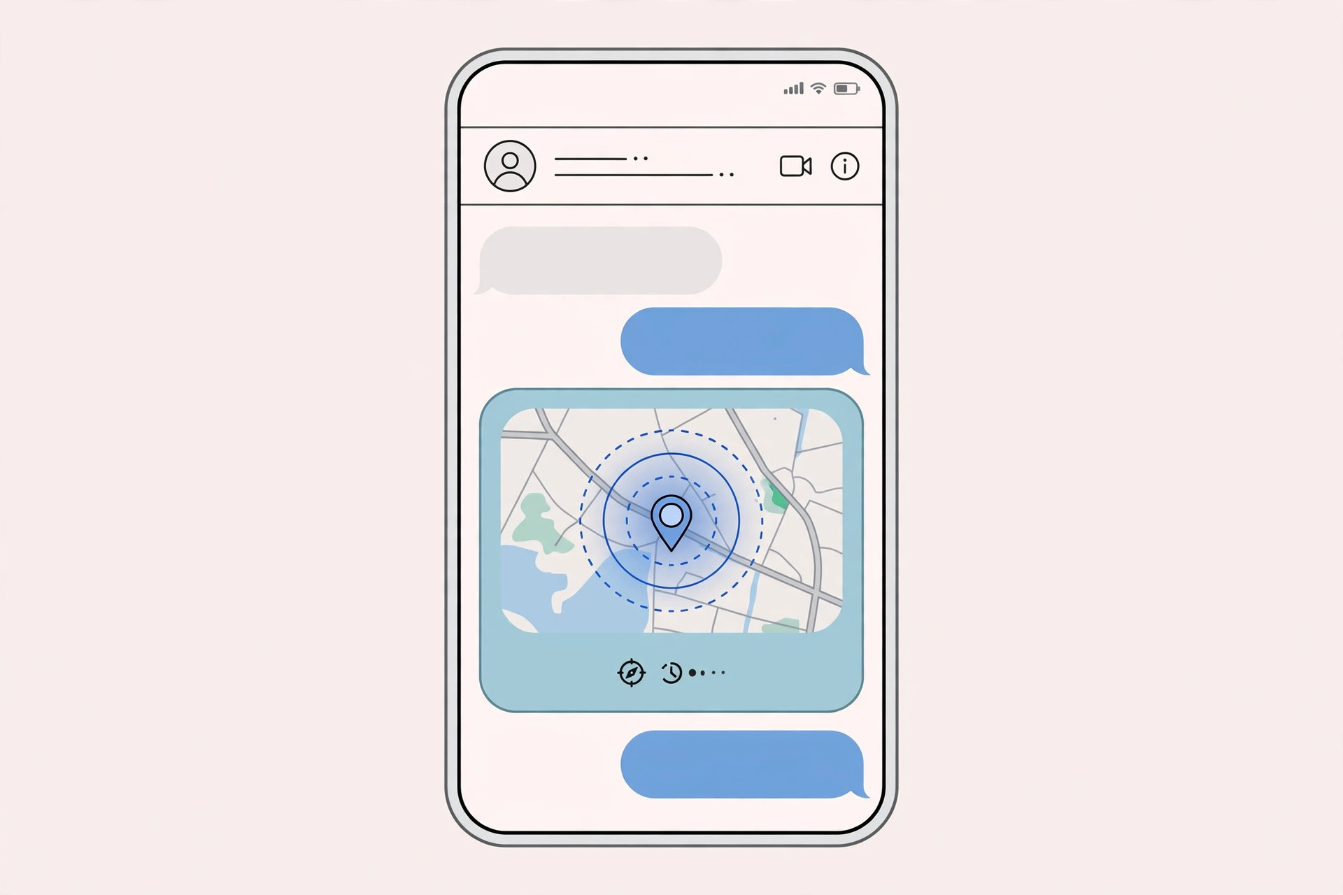 iPhone Settings screens showing Location Services and Share My Location toggles enabled