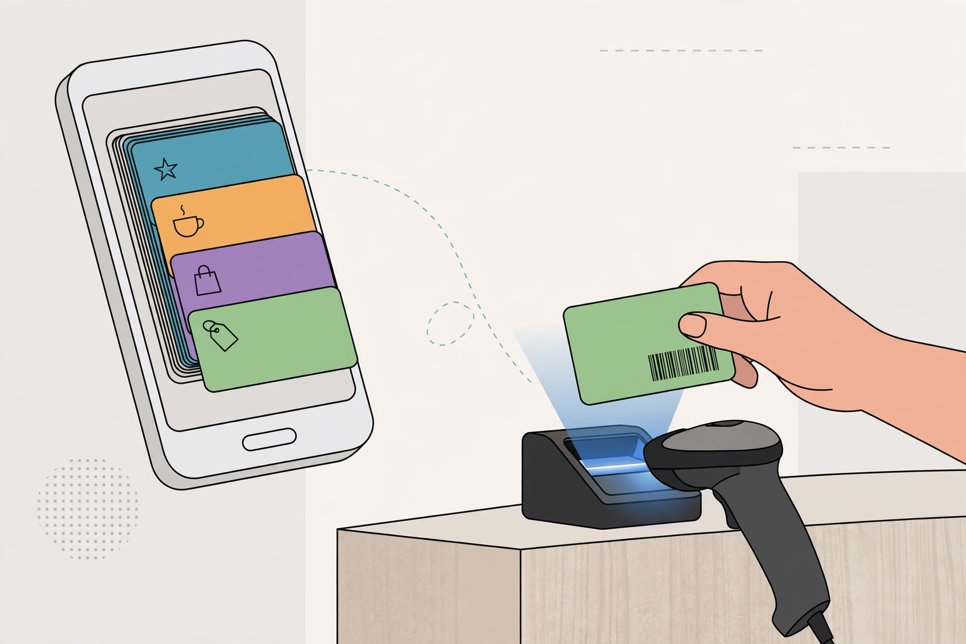 iPhone showing the Stocard app with scanned loyalty cards ready to display barcodes