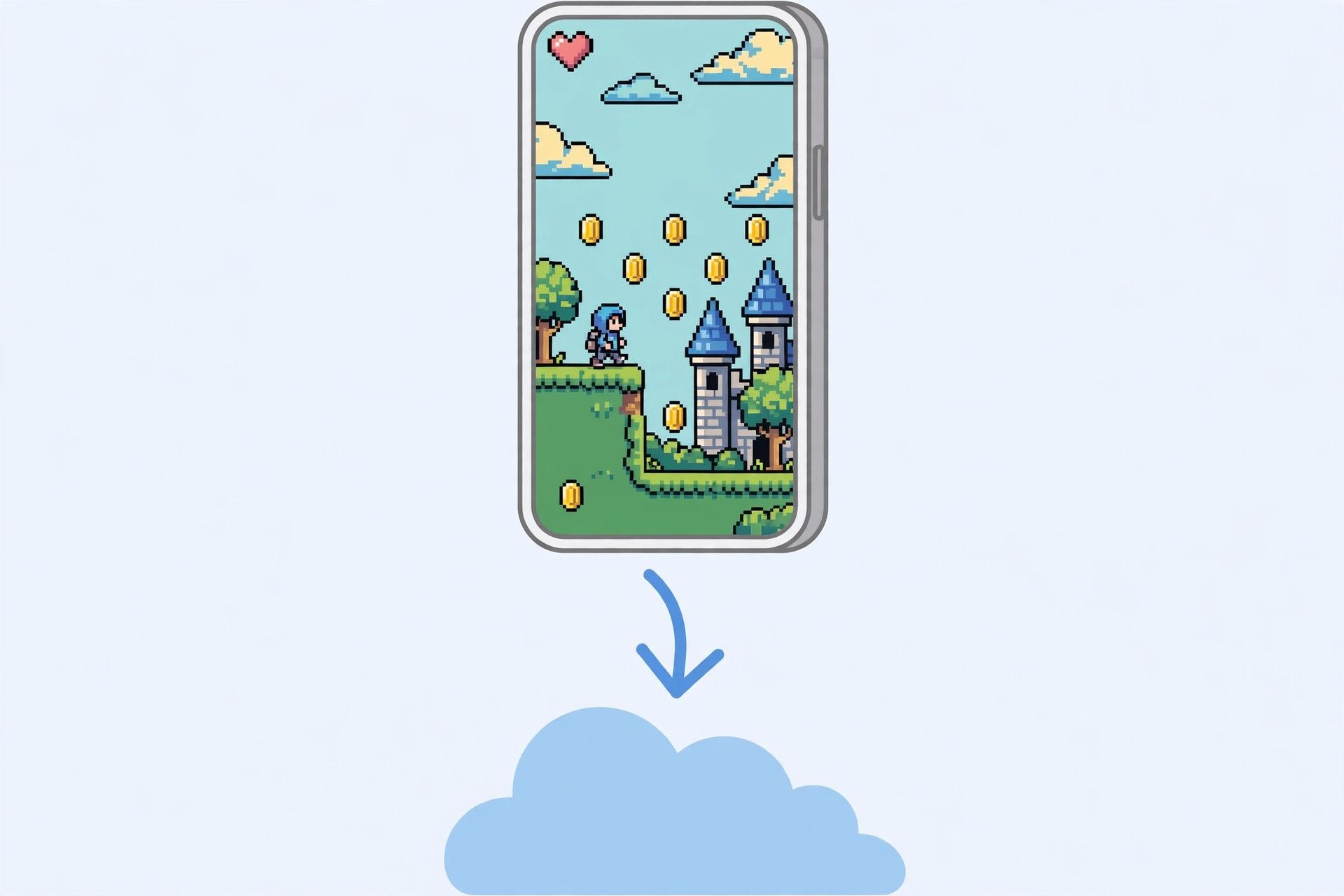 Two iPhones side by side transferring game data