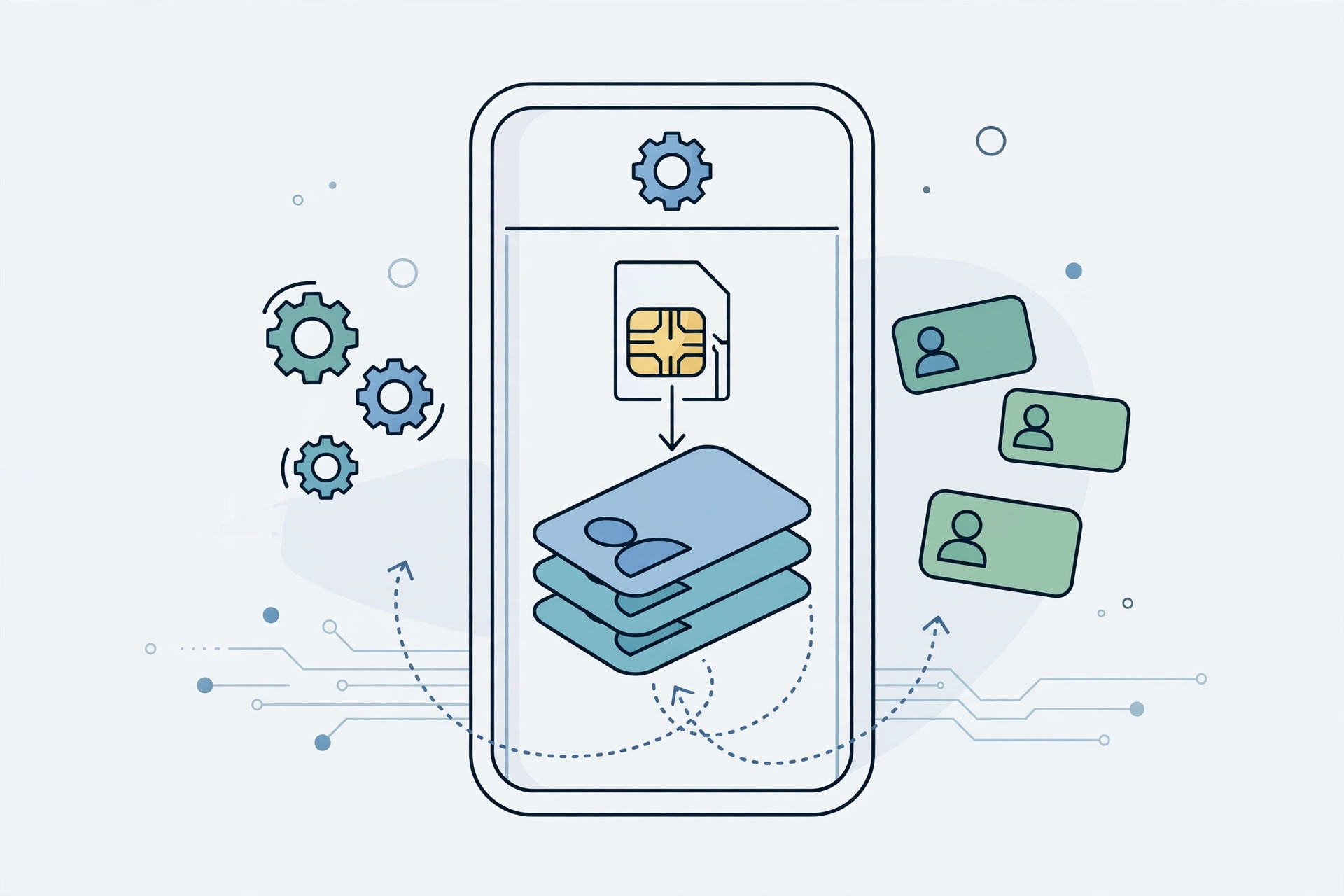Inserting a SIM card into an iPhone SIM tray.