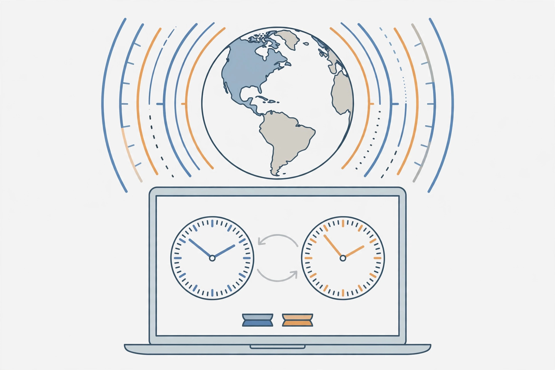 Windows and macOS clocks side by side showing different times on a Mac