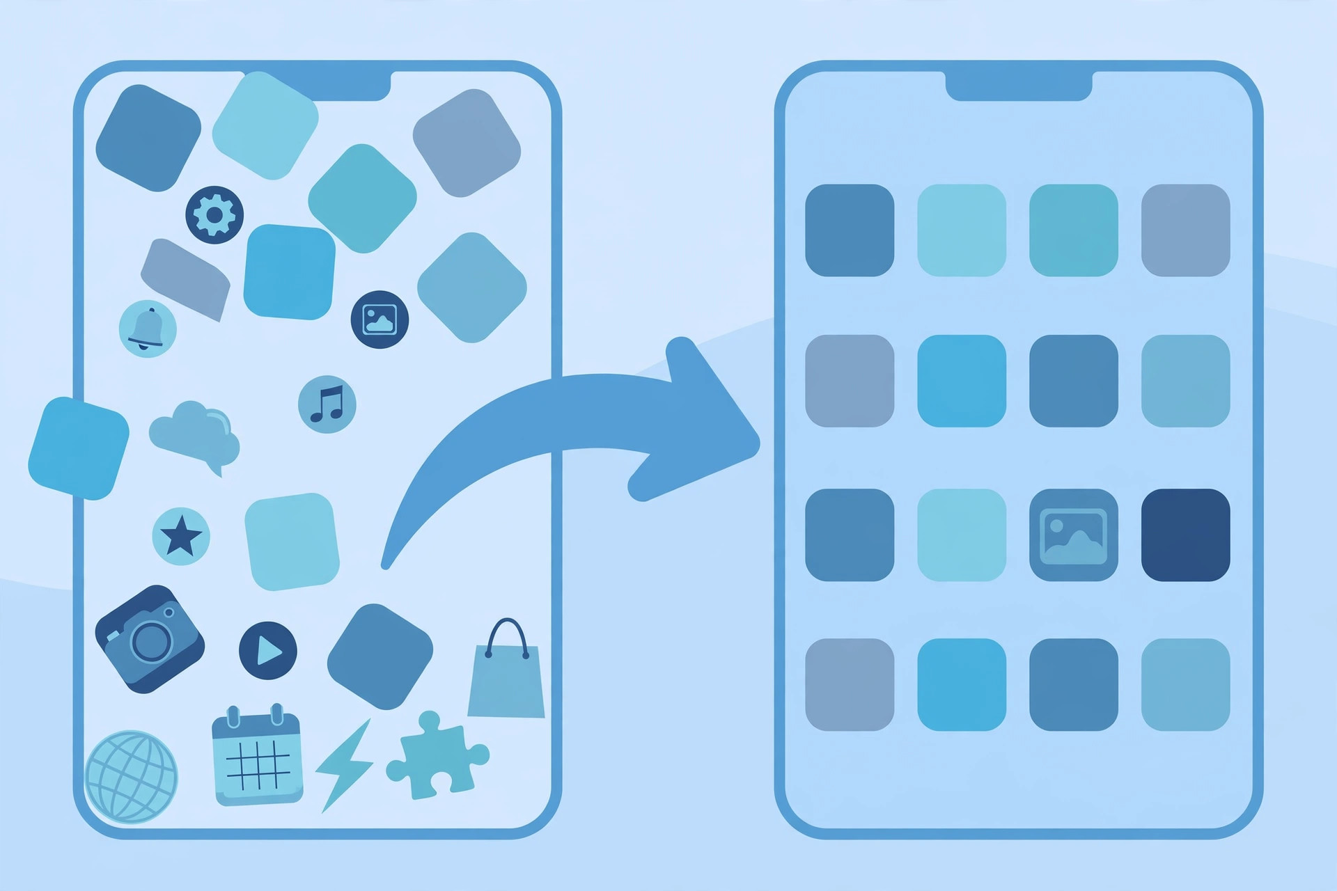 iPhone Settings screen highlighting General, Transfer or Reset iPhone, and the Reset Home Screen Layout option