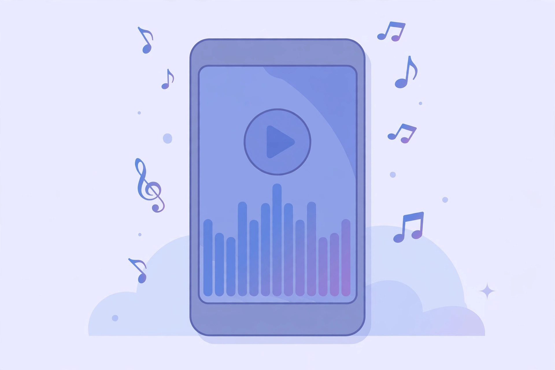 iPhone screen showing a third-party music player app interface with playback controls