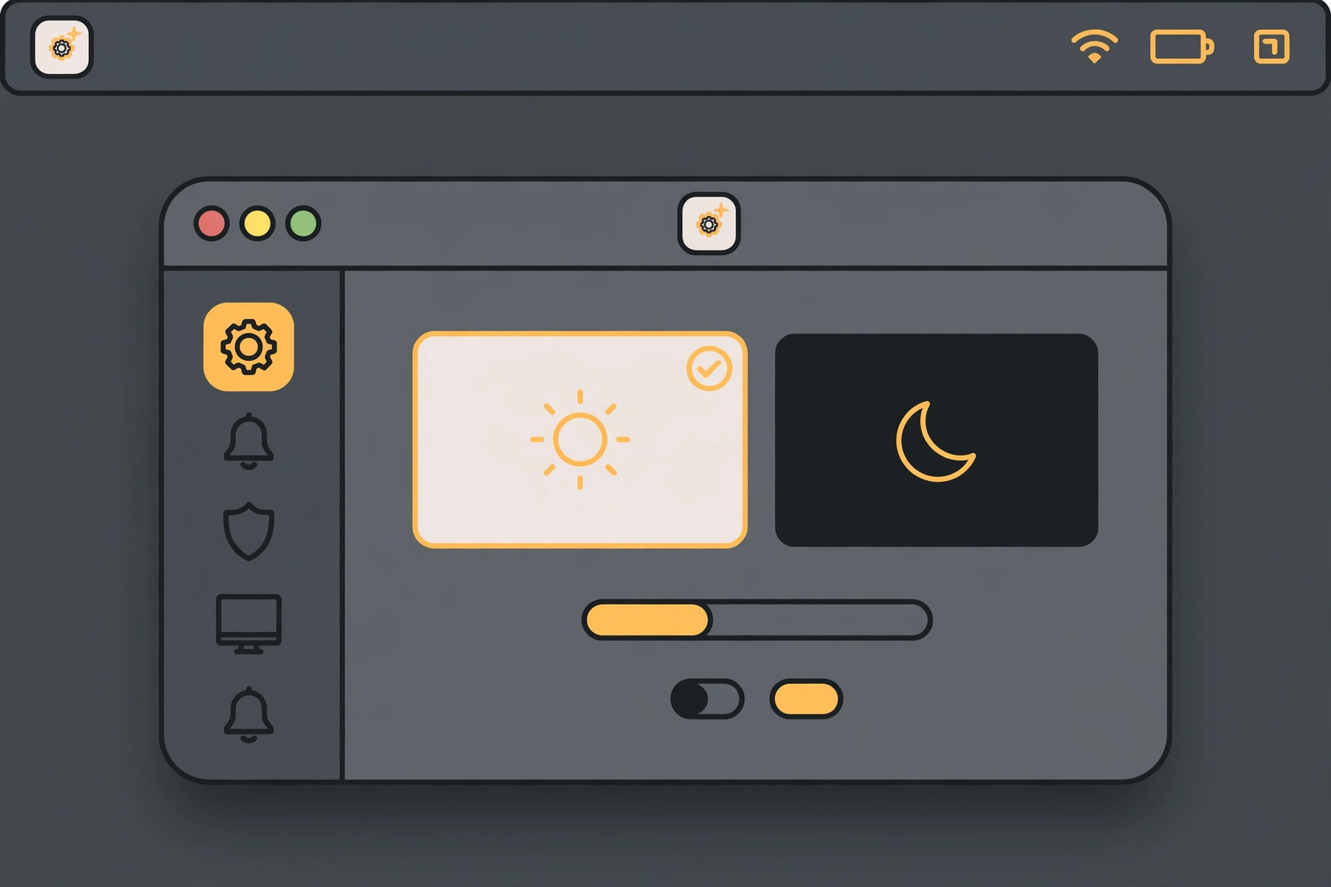 Mac menu bar showing the NightOwl app for per-app dark mode control in macOS Mojave