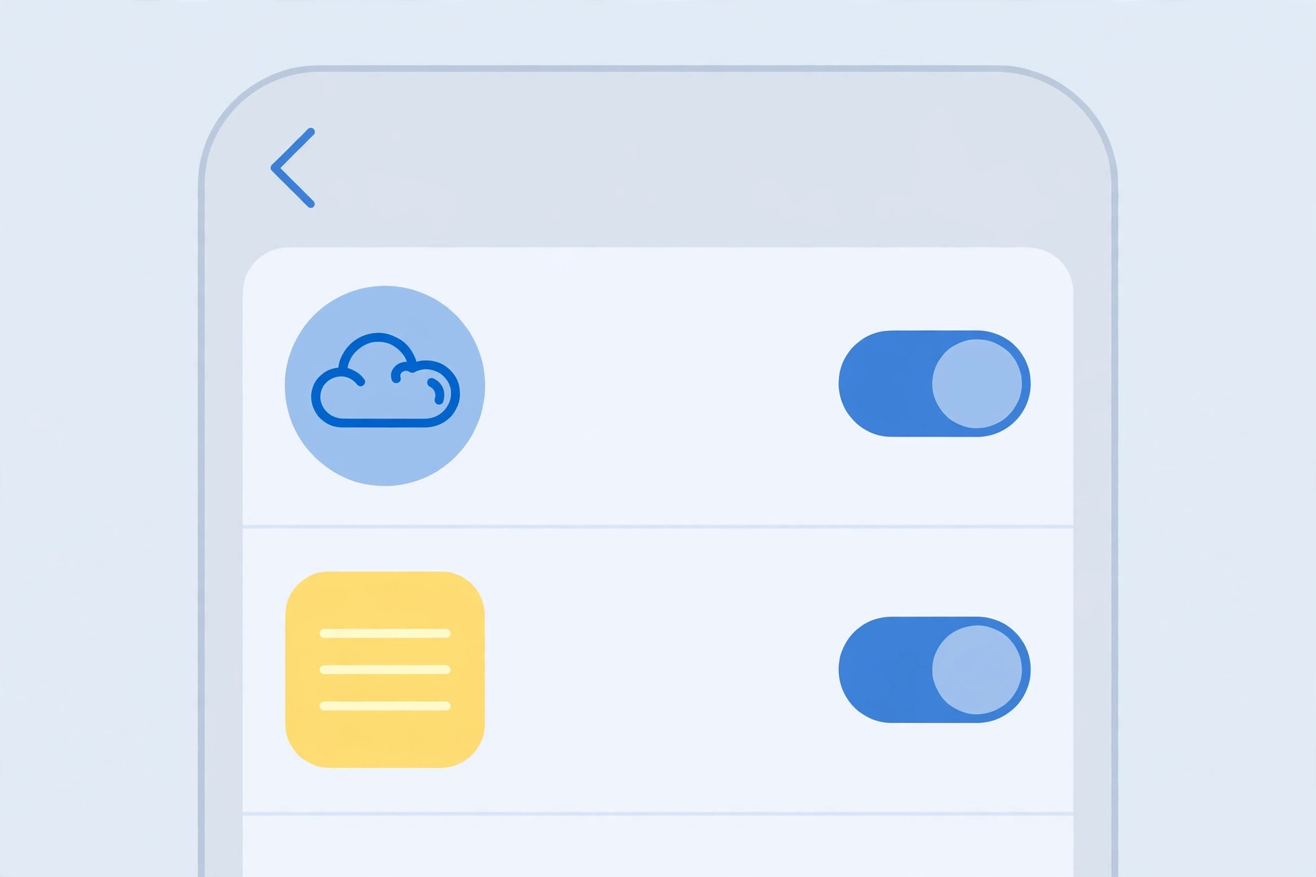 iCloud Notes sync toggle on iPhone