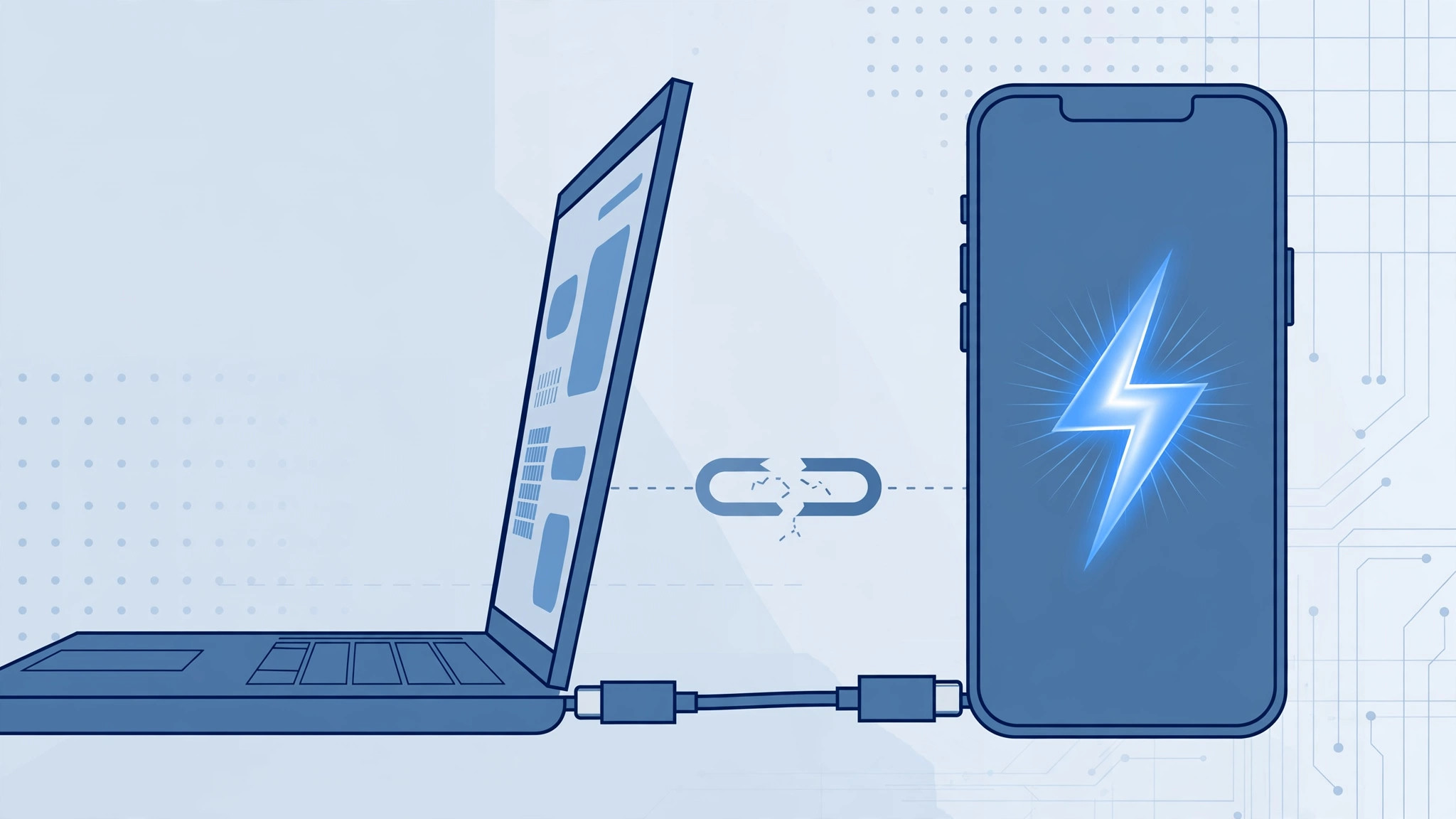 iPhone connected to a computer by USB cable, charging but not transferring data