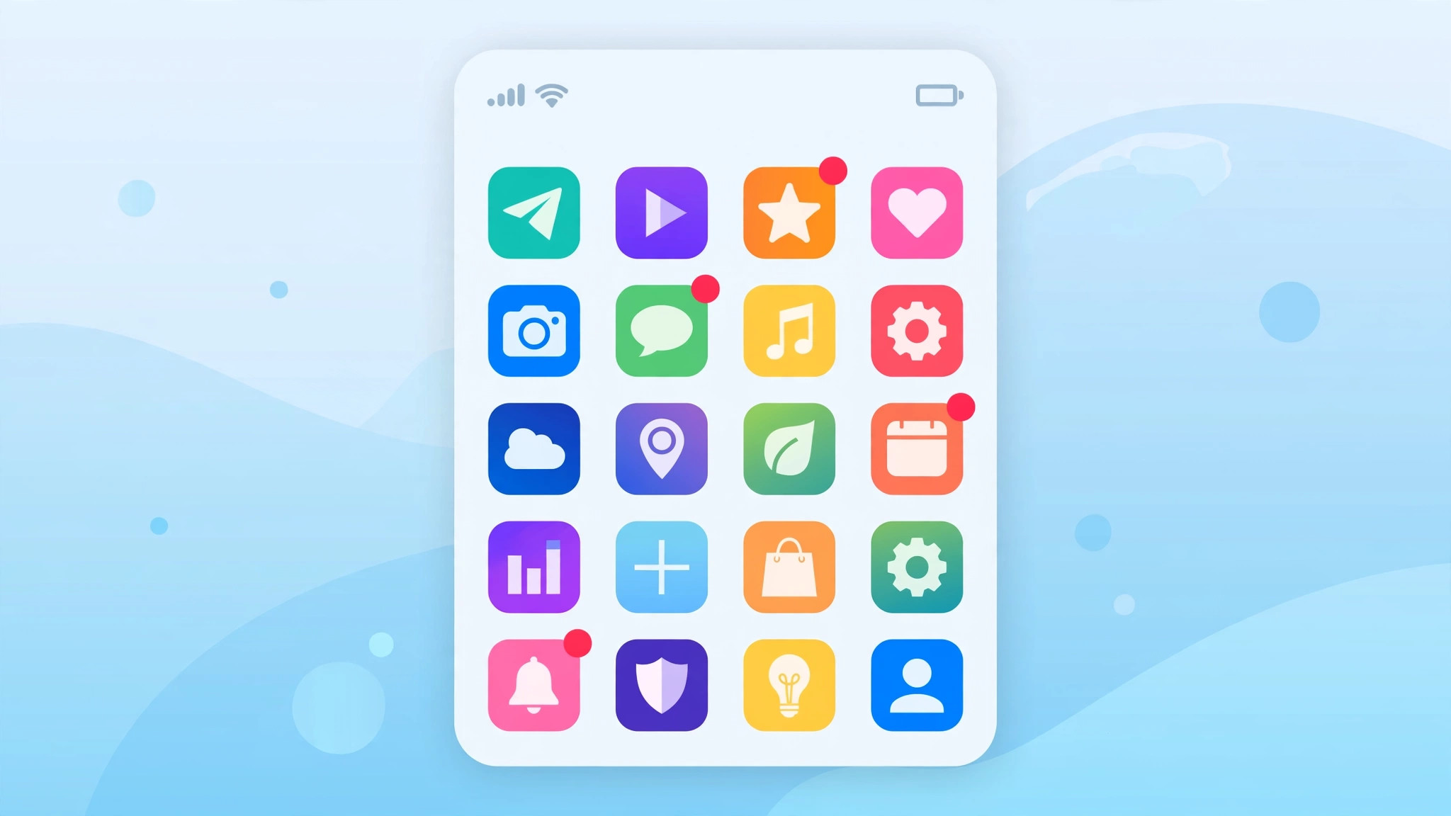 iPhone Home Screen with red notification badge counters on app icons