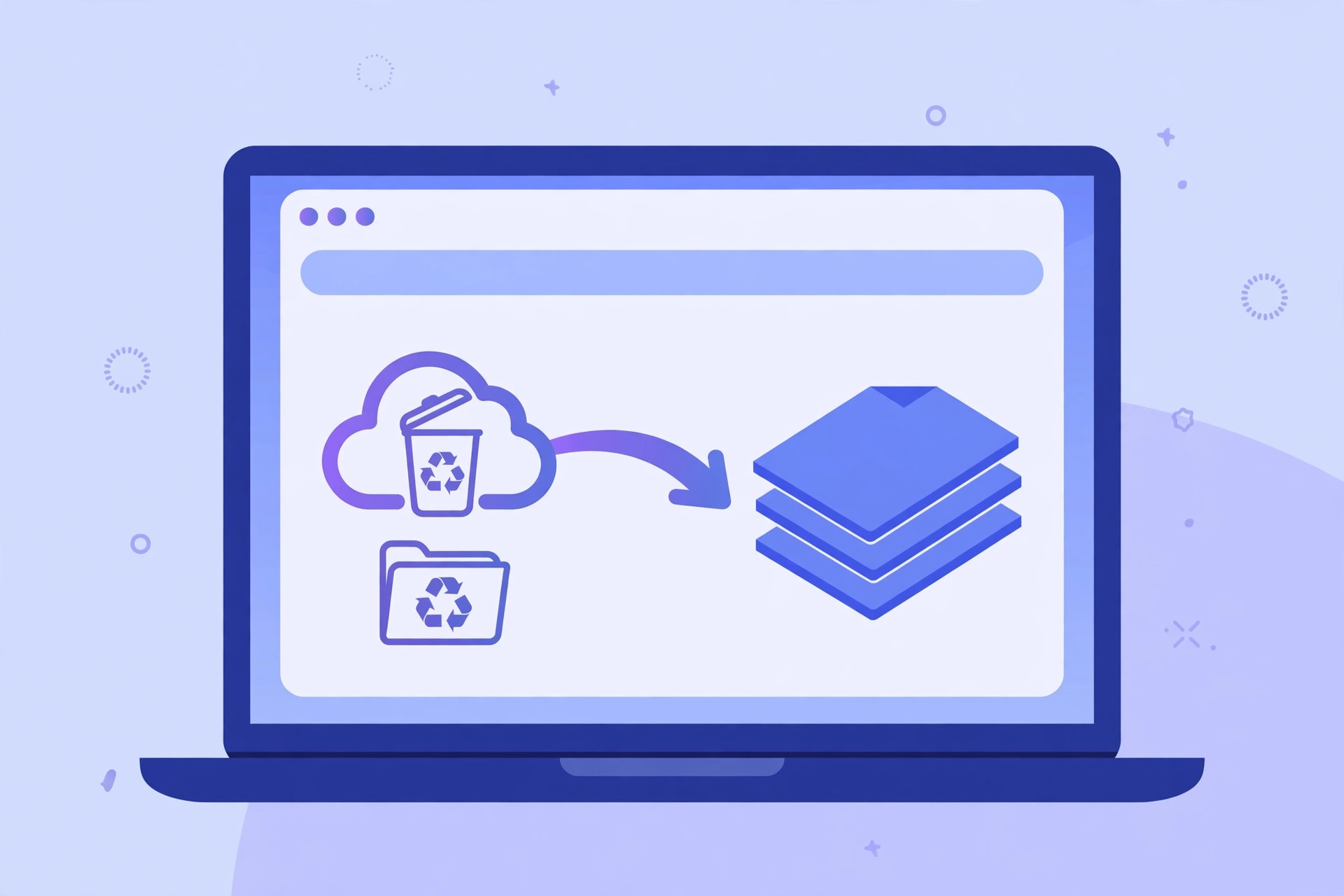 Illustration of an iCloud file recovery screen on a phone