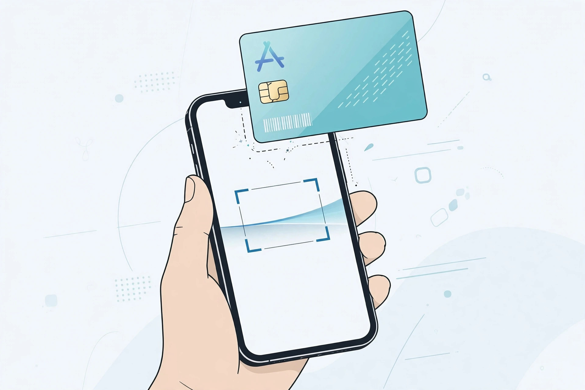 Illustration of an App Store gift card being redeemed on iPhone