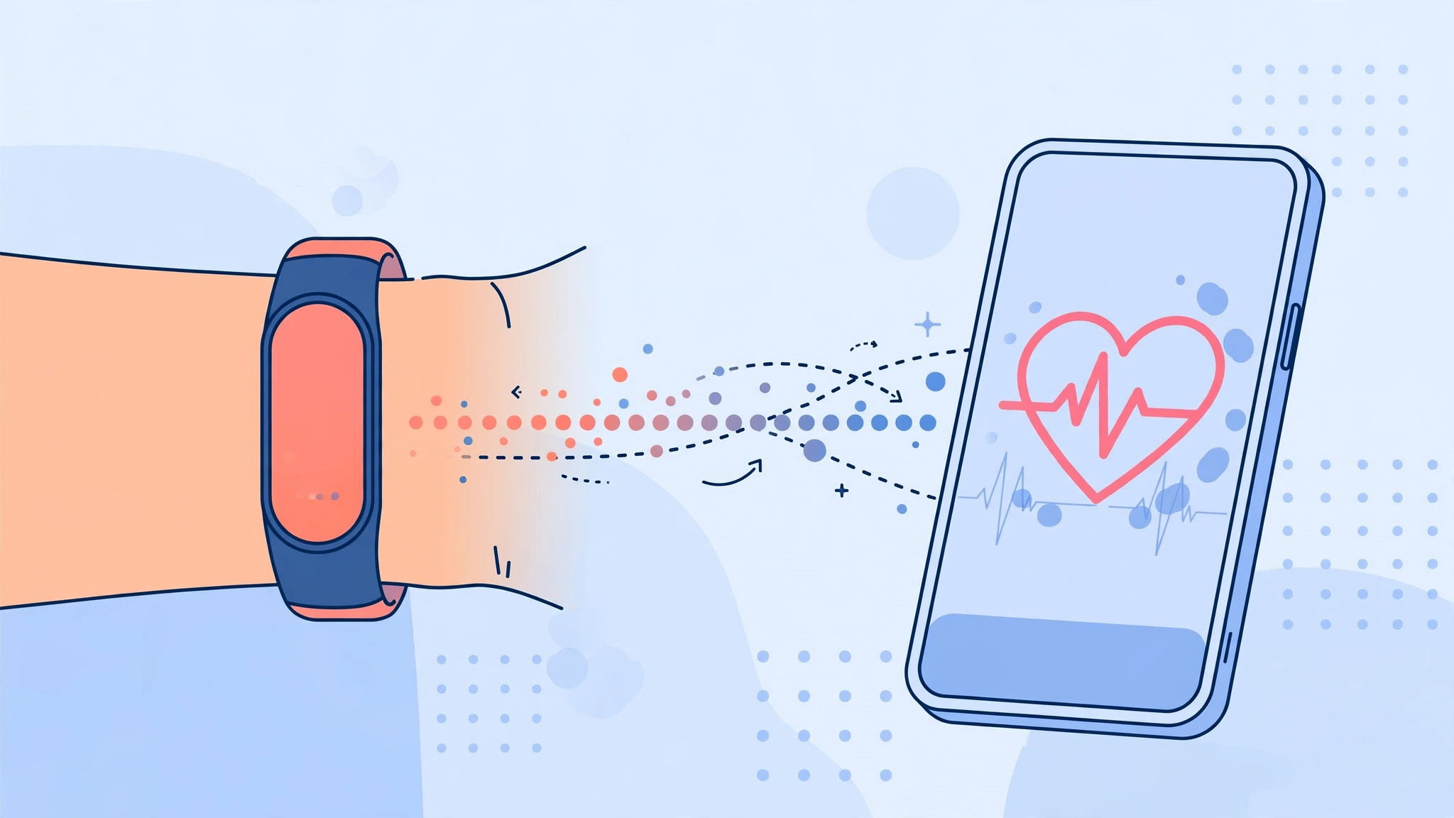 Fitness band syncing health data with the Health app on iPhone
