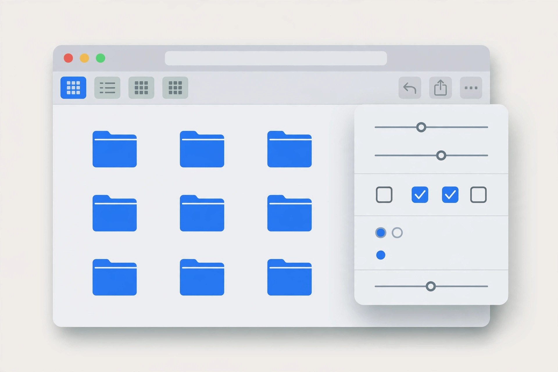 Finder View Options window with the Use as Defaults button highlighted