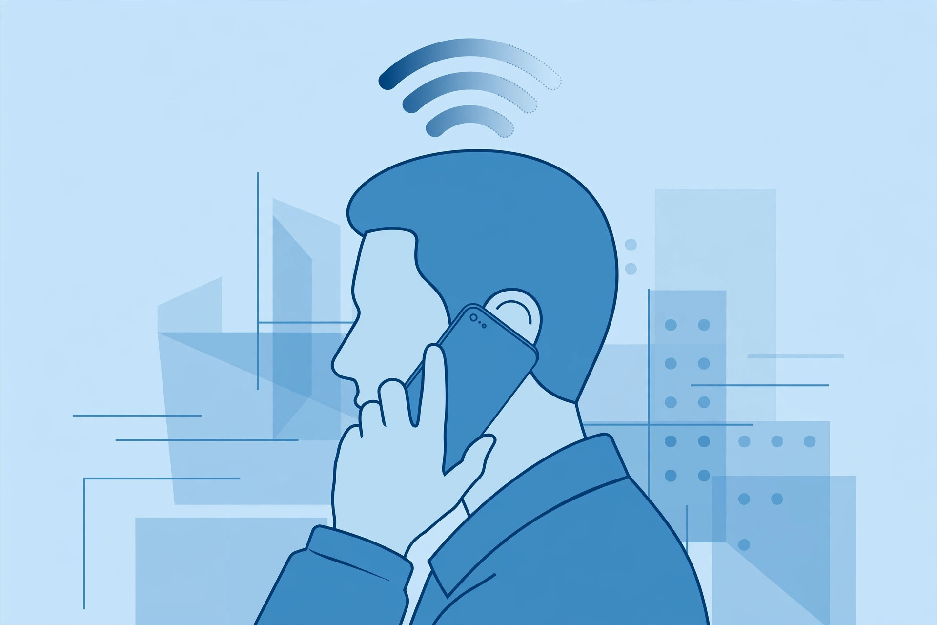 Illustration of a person holding an iPhone to their ear with signal waves above, representing phone calls and the proximity sensor that prevents accidental hang-ups