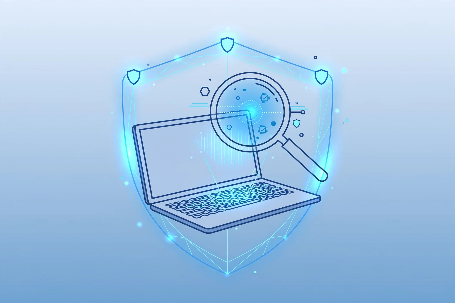 MacBook displaying a security shield, illustrating macOS built-in malware protection and antivirus options