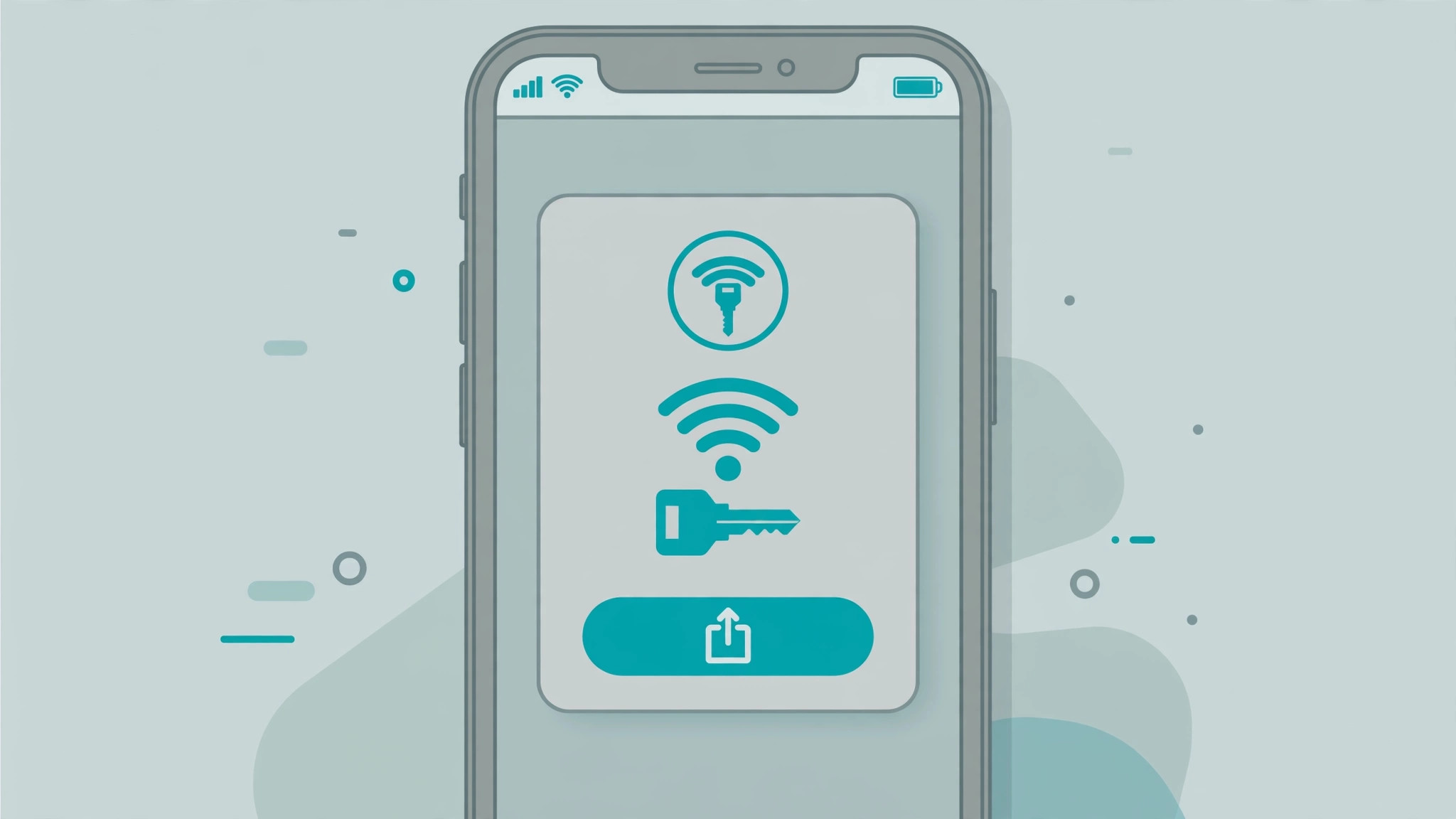 Two iPhones side by side showing the Share Wi-Fi password prompt