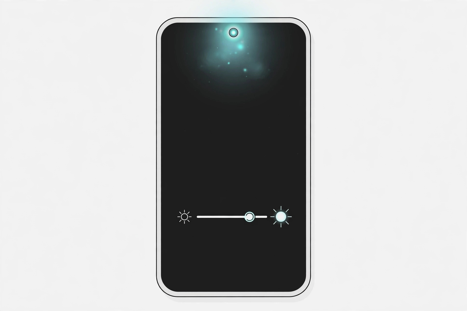 Close-up of an iPhone’s top display area near the earpiece showing the ambient light sensor