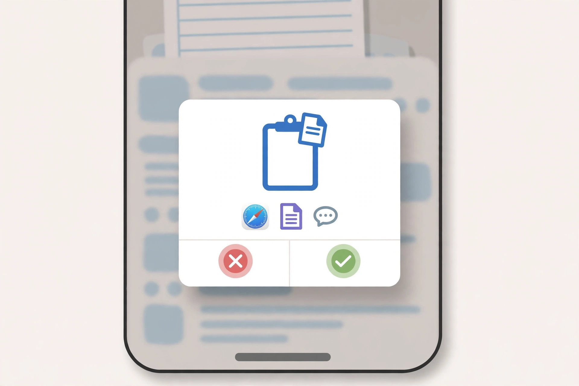 iPhone Settings screen showing the Paste from Other Apps permission options for an app
