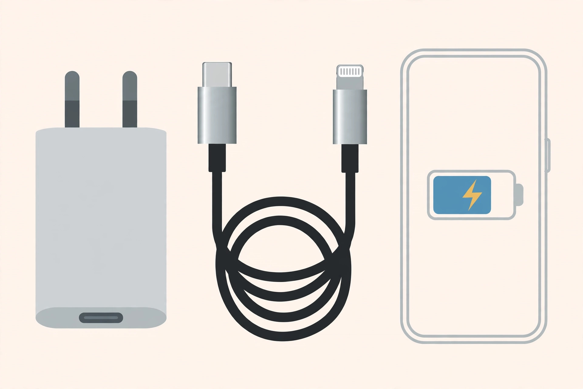 iPhone charging quickly with a USB-C fast charger before work