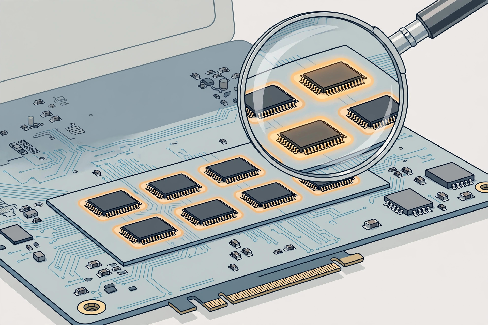 MacBook Pro 2016 logic board with soldered SSD and RAM chips