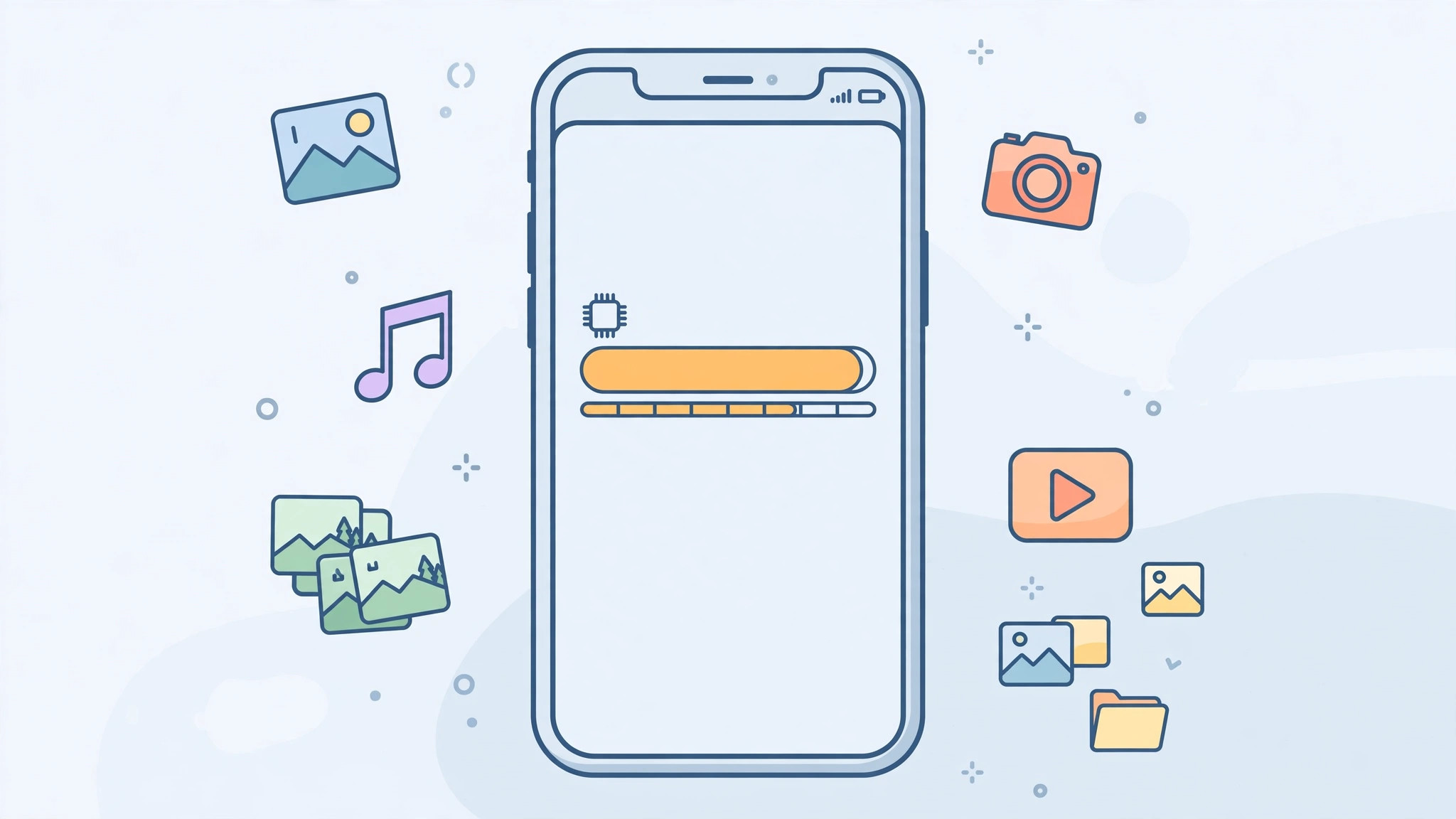 iPhone showing full storage with iOS System Data usage illustration