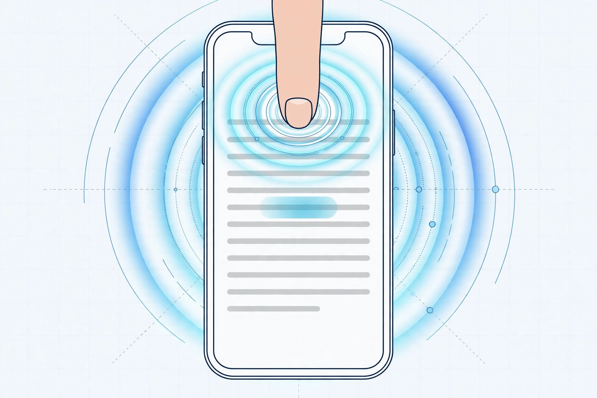 Finger pressing firmly on an iPhone keyboard in trackpad mode to select text with 3D Touch
