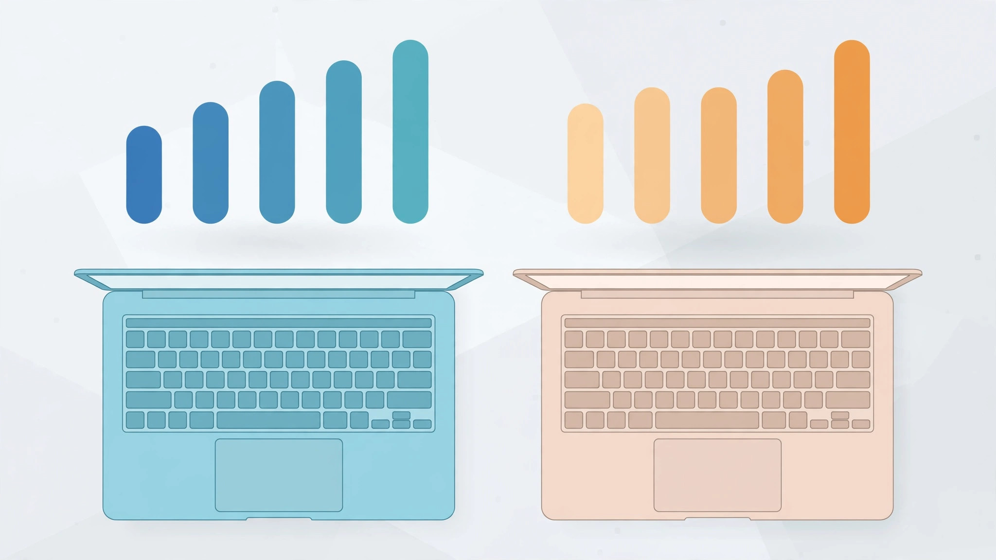 MacBook and Xiaomi Mi Notebook laptops side by side for comparison