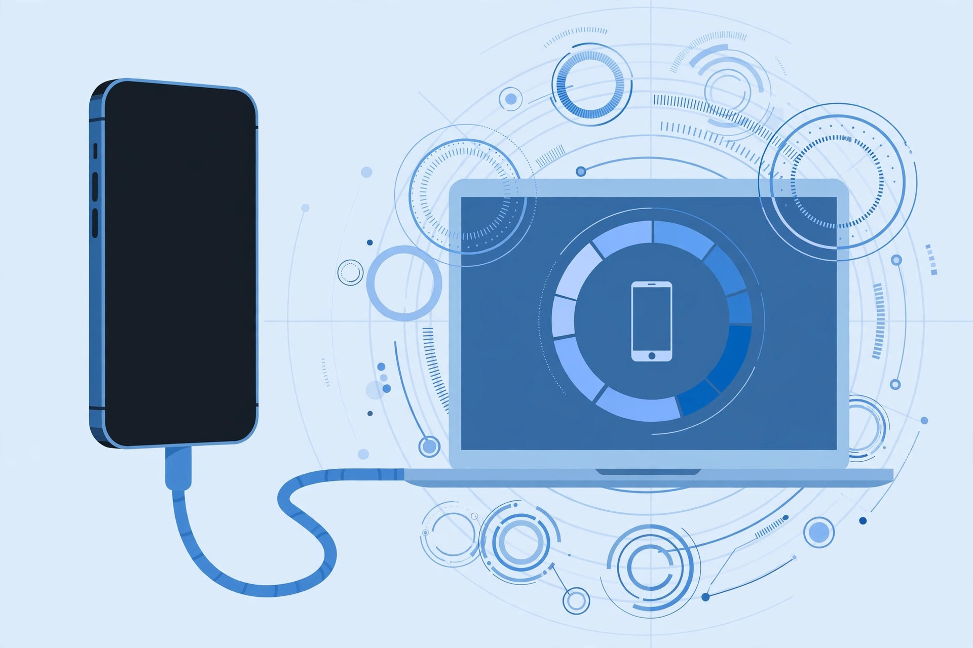 iPhone in recovery mode connected to a computer for passcode erase