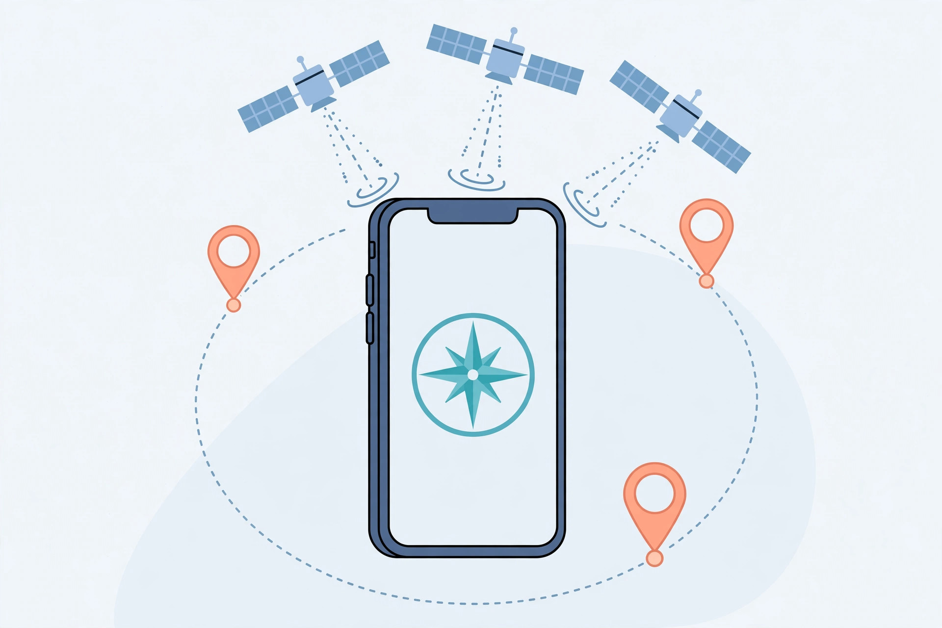 iPhone location services settings screen with GPS signal indicator
