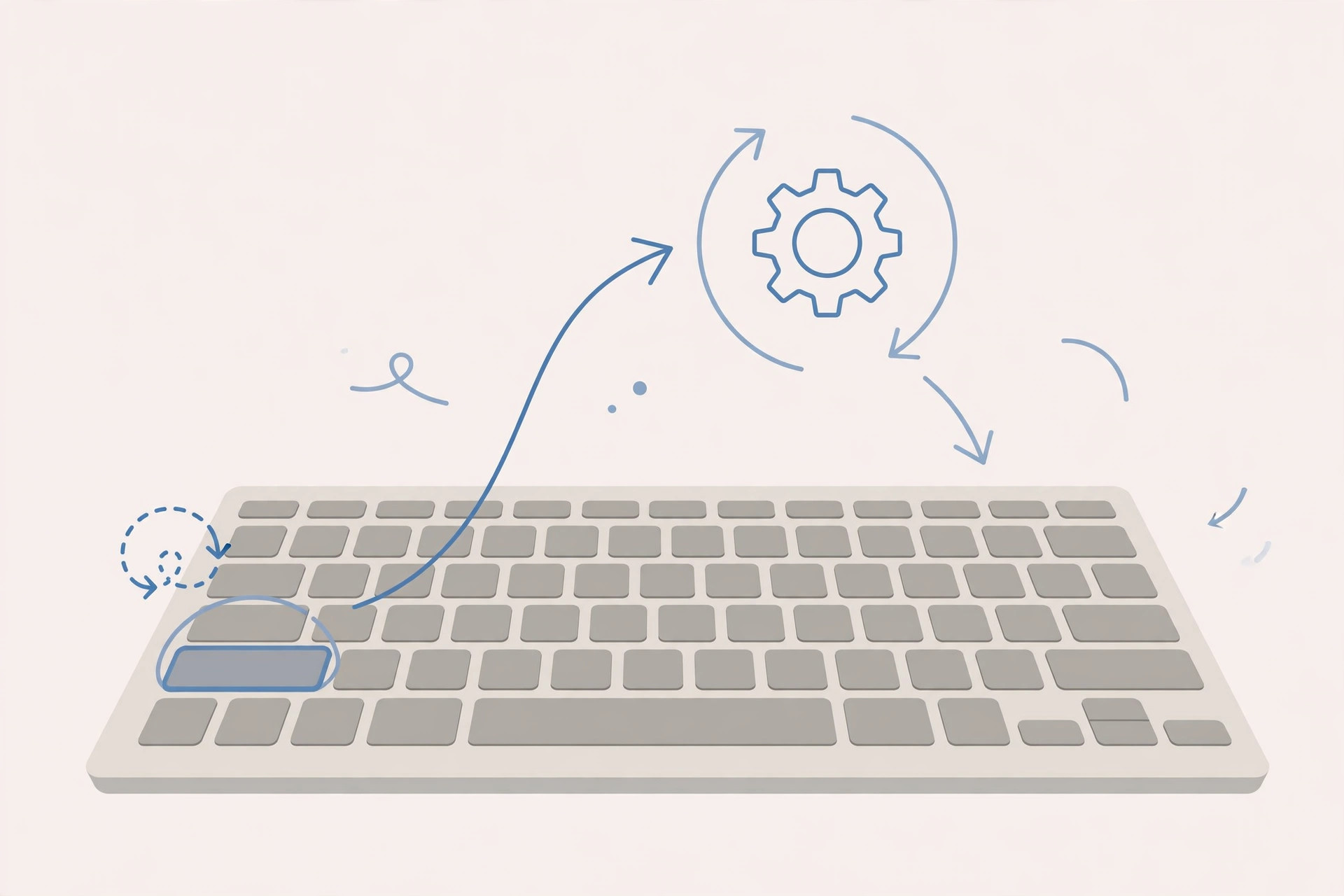 Mac keyboard with a highlighted key remapped to function as the Insert key
