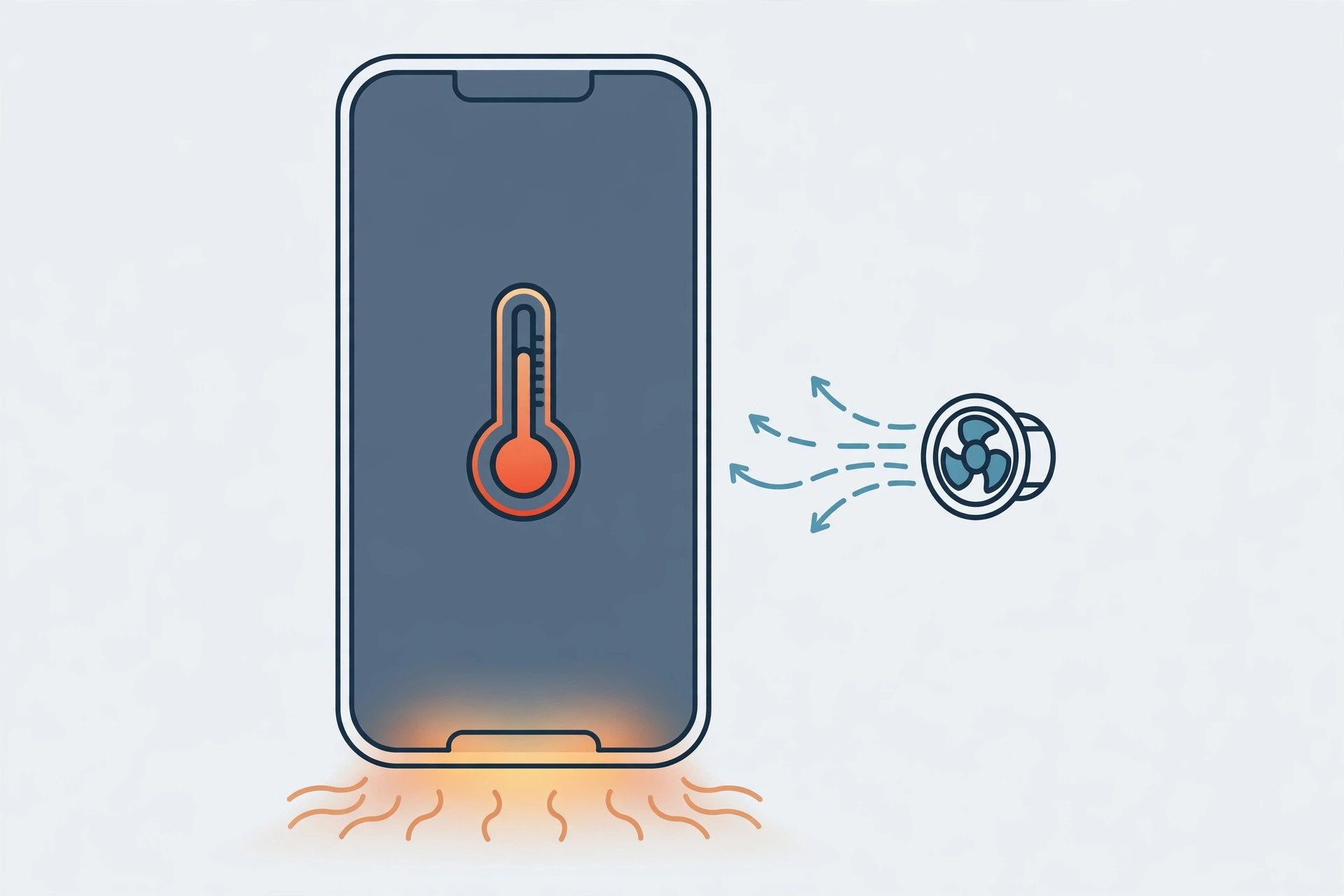 iPhone with Touch ID Home button highlighted, showing localized heat around the button