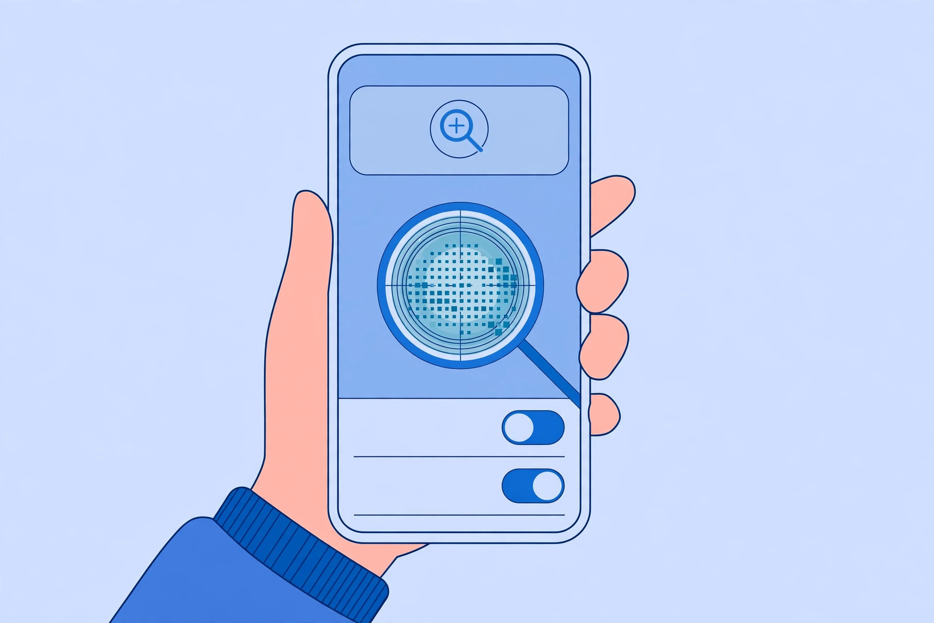 iPhone screen with the status bar hidden, illustrating the Zoom magnification problem