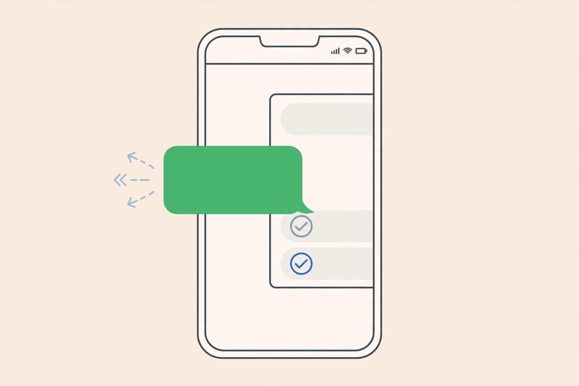 WhatsApp chat with a sent message being swiped right to left to open the Message Info screen showing delivery and read times