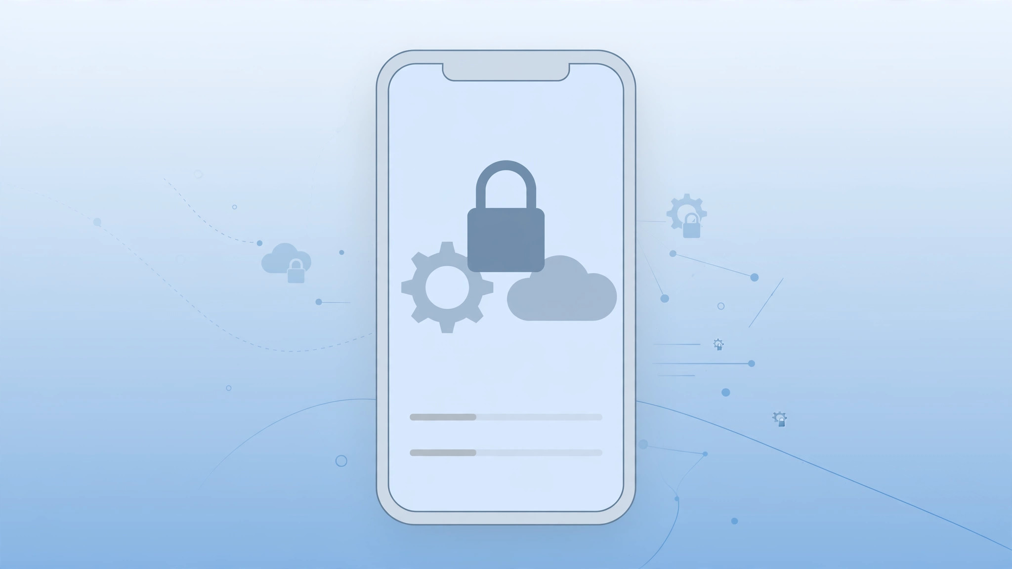 Illustration of an iPhone with a locked, grayed-out iCloud settings section