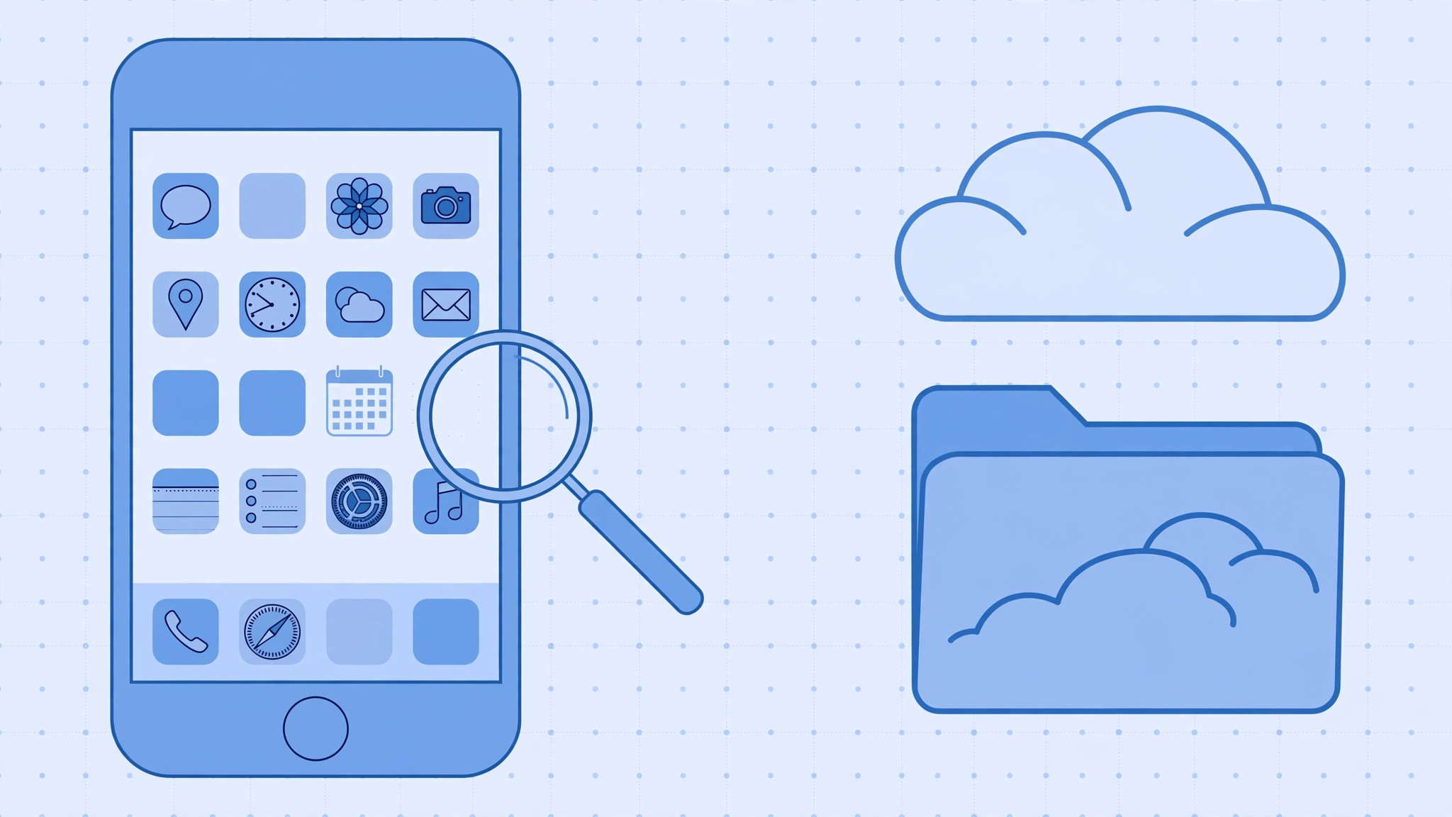 Illustration of the iCloud Drive app missing from an iPhone home screen after the iOS 10 update