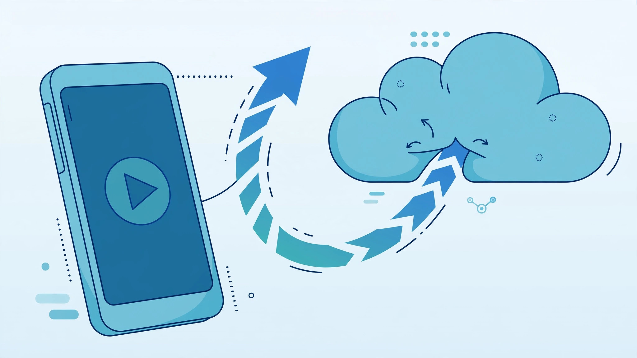 Illustration of an iPhone streaming a video from iCloud over cellular data