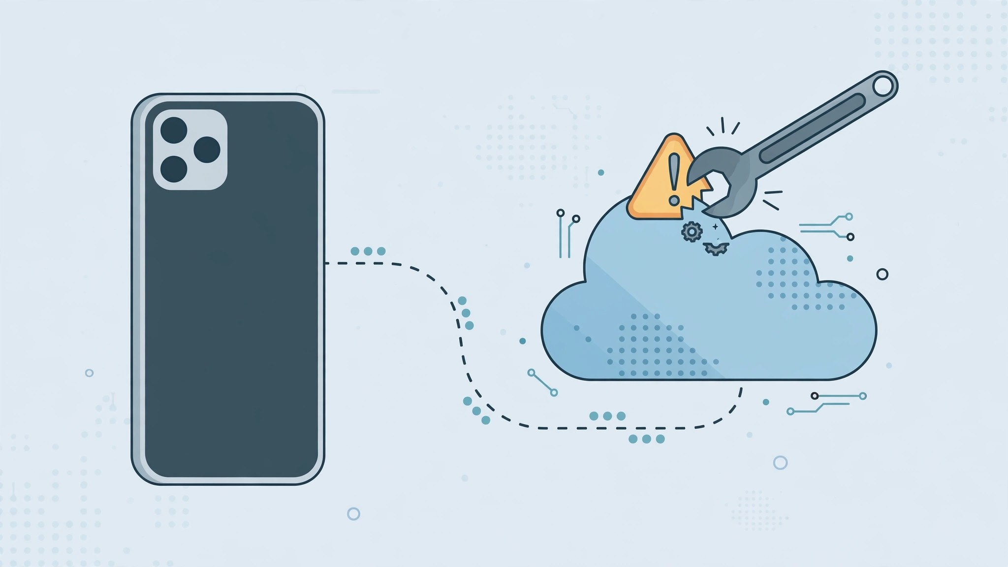 Illustration of an iPhone with an iCloud backup error